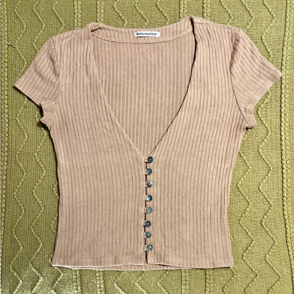 Reformation nella tan crop top